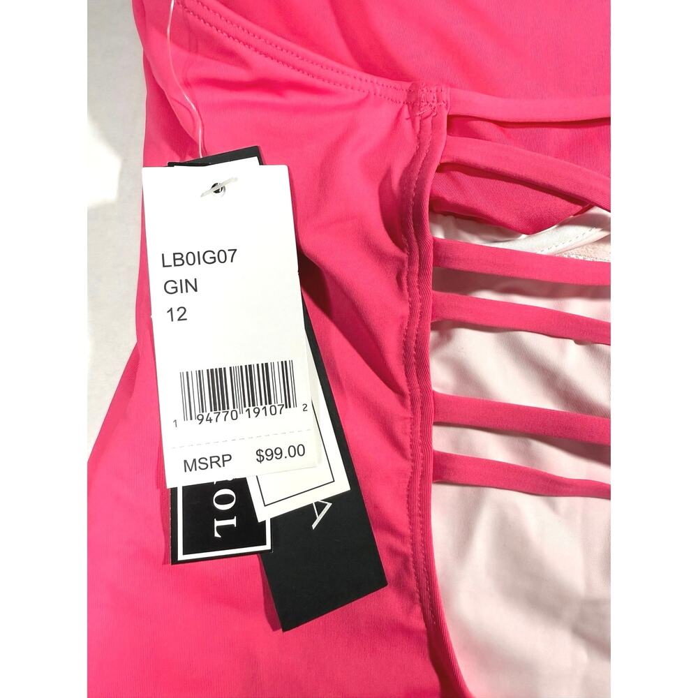 La Blanca Island Goddess Scoop Front Tummy Control One Piece Swimsuit Pink Sz 12 - Picture 6 of 9